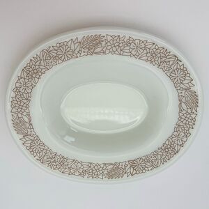 Vintage Pyrex Woodland Brown Gravy Boat Under Plate ONLY Corning NY 77-U